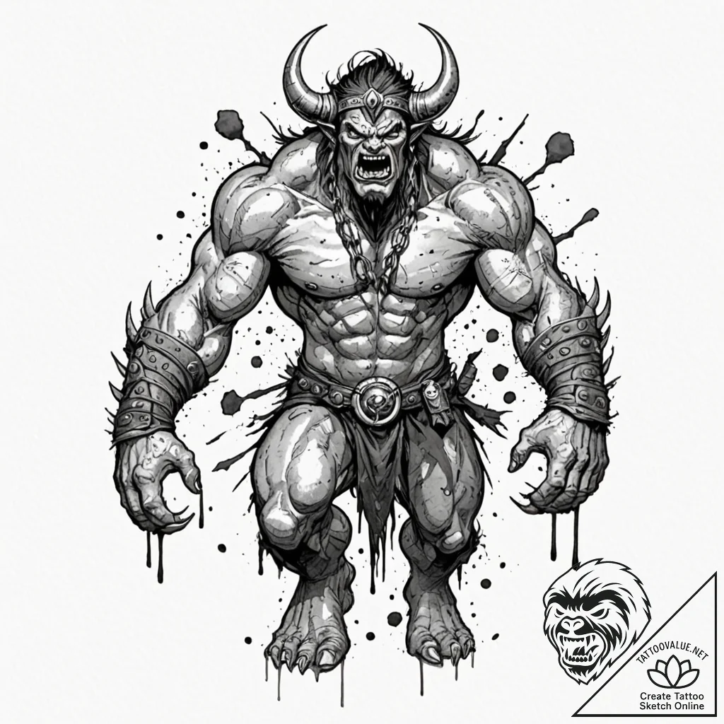 A graphic novel sketch of the monster from ba... - tattoo sketch (№1751055566_0, 27.06.2025 20:19) — tattoovalue.net