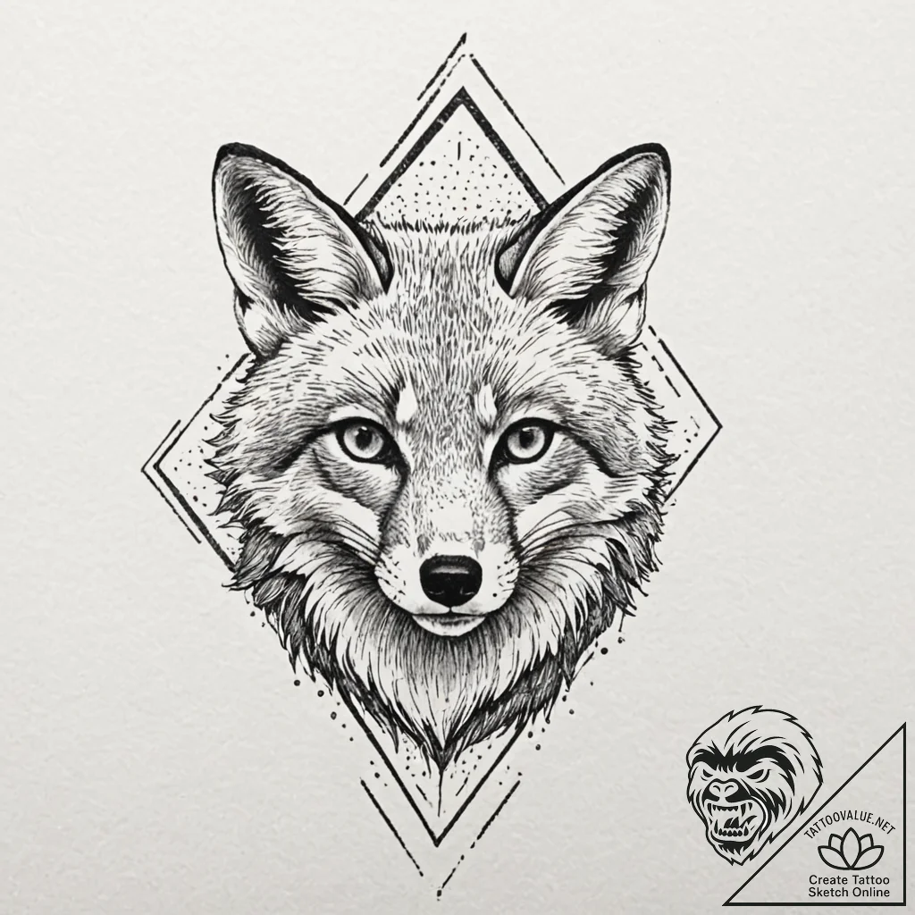 A linework tattoo of the fox that follows fle... - tattoo sketch (№1751056023_0, 27.06.2025 20:27) — tattoovalue.net