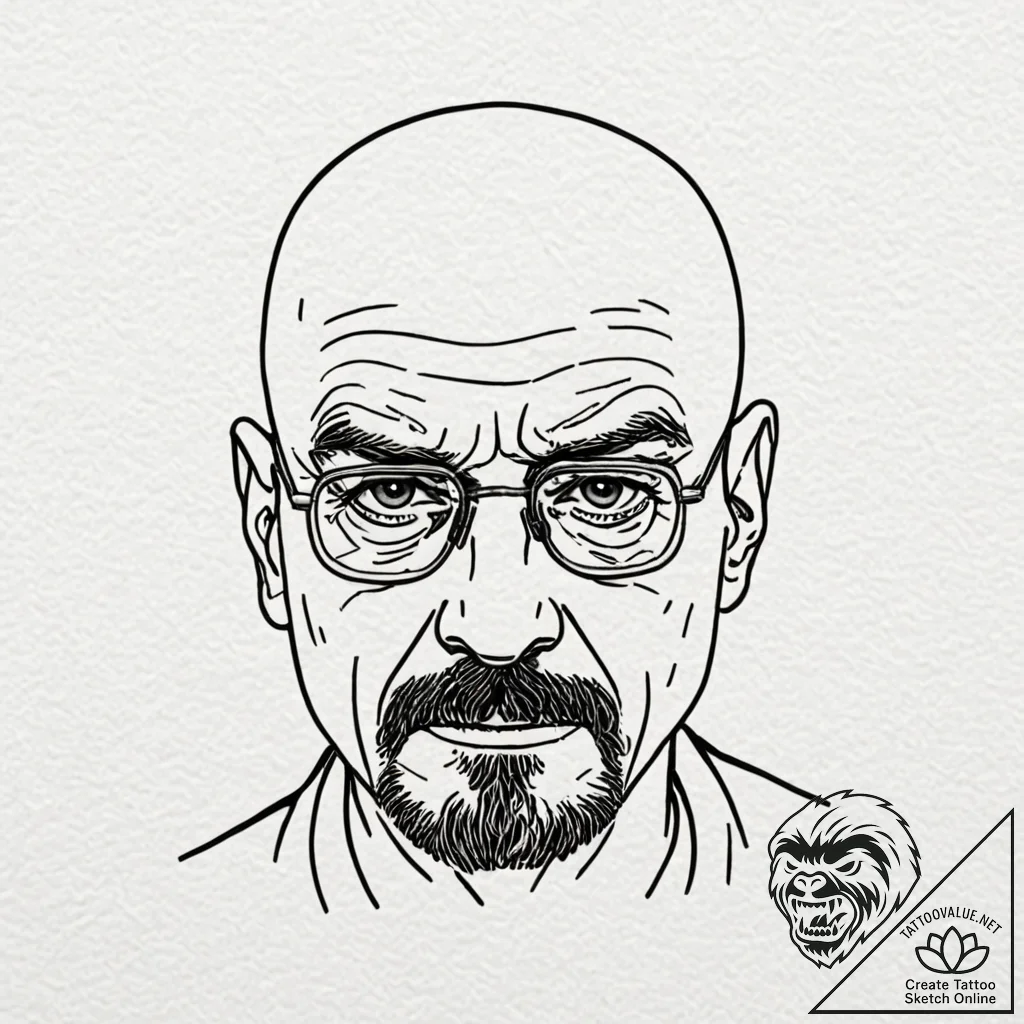 Walter white's face from breaking bad, tattoo... - tattoo sketch (№1751056141_0, 27.06.2025 20:29) — tattoovalue.net