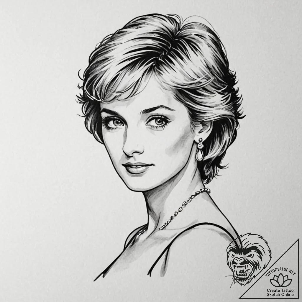 A trash polka tattoo of princess diana, beaut... - tattoo sketch (№1751057572_0, 27.06.2025 20:52) — tattoovalue.net
