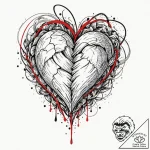 Heart, tattoo drawing outline, black and red… – tattoo sketch (№1751057797_0, 27.06.2025 20:56) — tattoovalue.net
