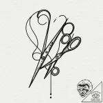 A pair of scissors cutting a string of fate,… – tattoo sketch (№1751058378_0, 27.06.2025 21:06) — tattoovalue.net