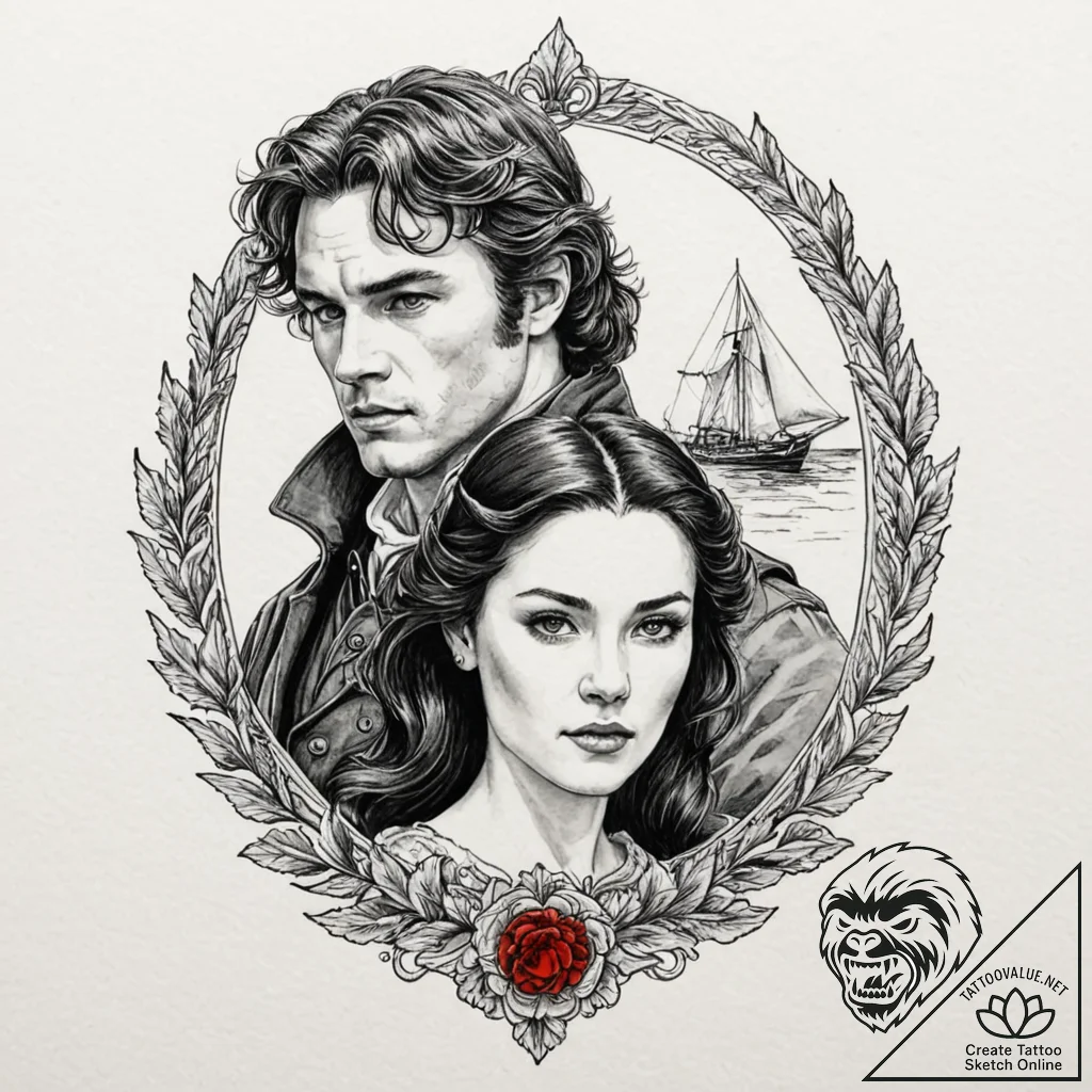 A watercolor sketch of the main characters fr... - tattoo sketch (№1751058477_0, 27.06.2025 21:07) — tattoovalue.net