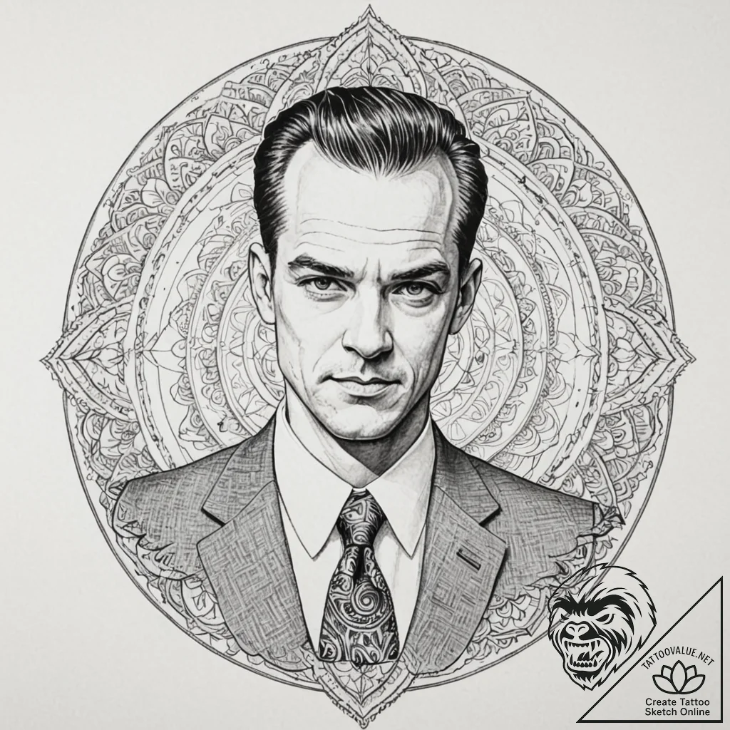 A graphic novel style portrait of agent smith... - tattoo sketch (№1751058584_0, 27.06.2025 21:09) — tattoovalue.net