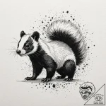 Skunk, tattoo line art, dotwork shading, stip… – tattoo sketch (№1751059131_0, 27.06.2025 21:18) — tattoovalue.net