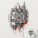 A linework sketch of the flux capacitor, blue… – tattoo sketch (№1751059588_0, 27.06.2025 21:26) — tattoovalue.net