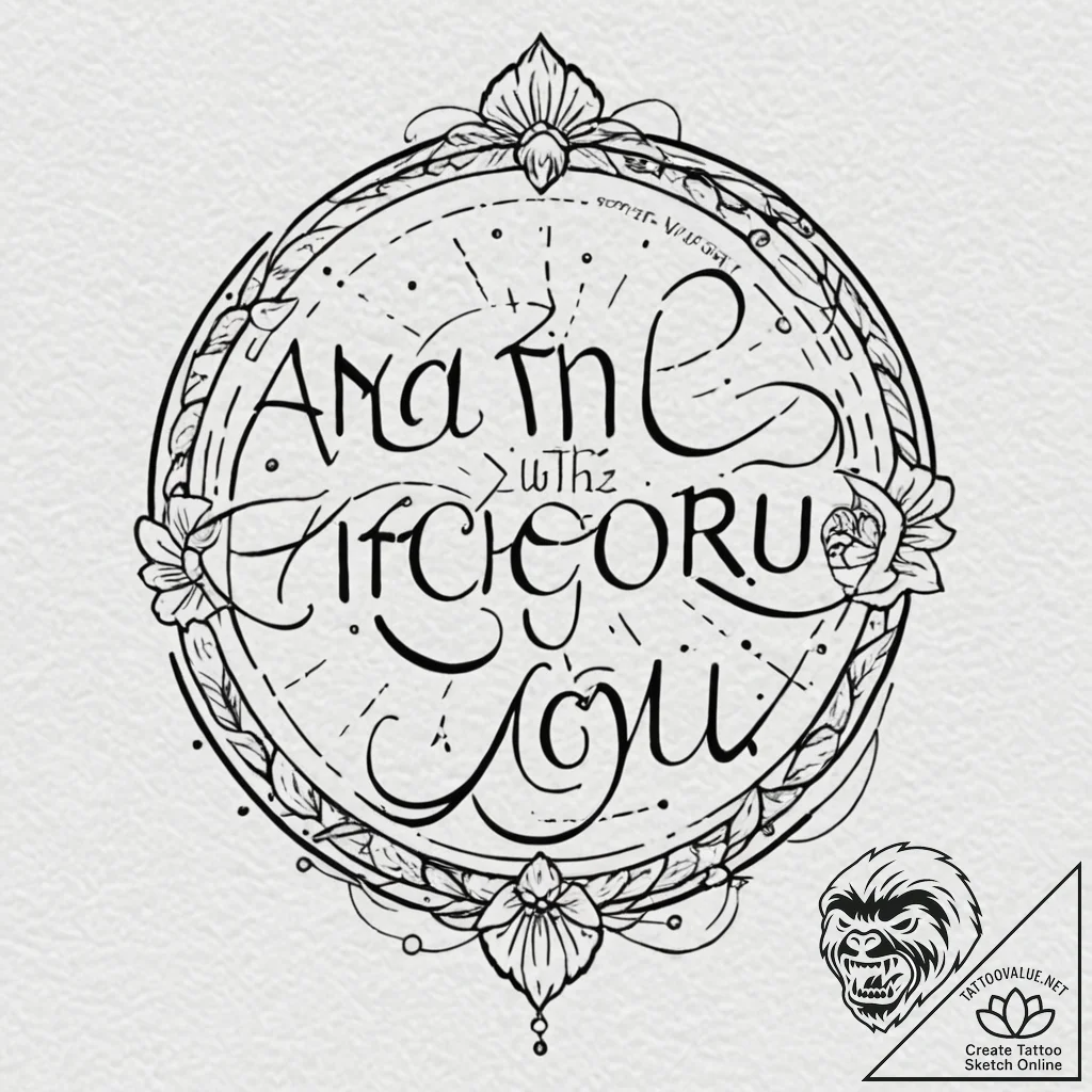 Chicano style lettering of "may the force be... - tattoo sketch (№1751060120_0, 27.06.2025 21:35) — tattoovalue.net