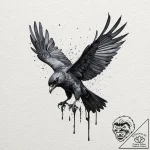 Black raven, tattoo drawing outline, black ou… – tattoo sketch (№1751060666_0, 27.06.2025 21:44) — tattoovalue.net