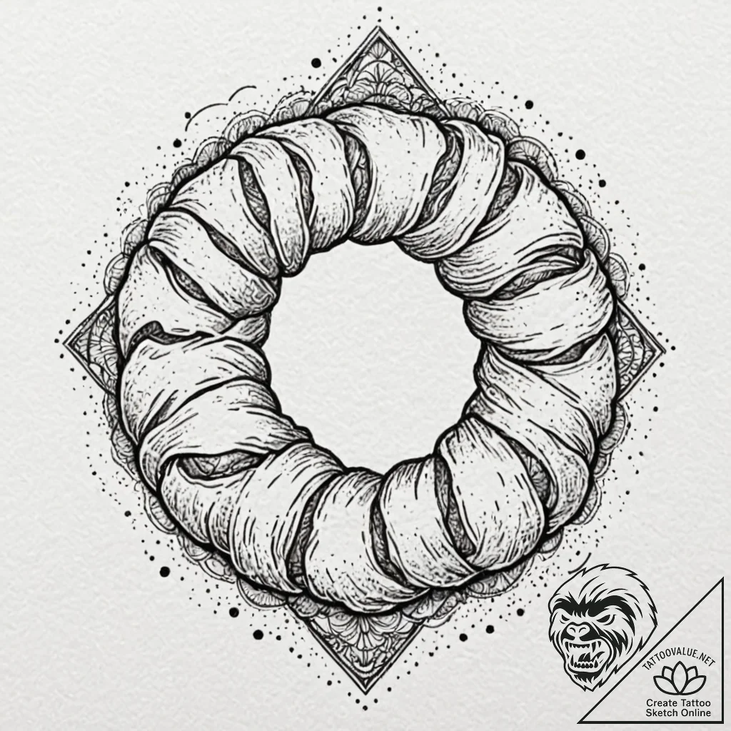 Croissant, ink illustration for tattoo, black... - tattoo sketch (№1751060769_0, 27.06.2025 21:46) — tattoovalue.net