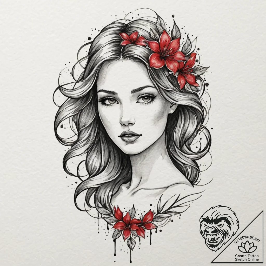 Aphrodite, tattoo sketch design, watercolor t... - tattoo sketch (№1751061277_0, 27.06.2025 21:54) — tattoovalue.net