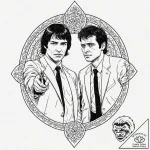 A linework tattoo of the iconic pulp fiction… – tattoo sketch (№1751061729_0, 27.06.2025 22:02) — tattoovalue.net