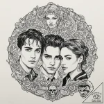 A trash polka portrait of the main characters… – tattoo sketch (№1751062060_0, 27.06.2025 22:07) — tattoovalue.net