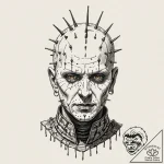 A trash polka portrait of pinhead from hellra… – tattoo sketch (№1751062832_0, 27.06.2025 22:20) — tattoovalue.net