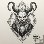 A trash polka tattoo of krampus, the christma… – tattoo sketch (№1751063159_0, 27.06.2025 22:25) — tattoovalue.net