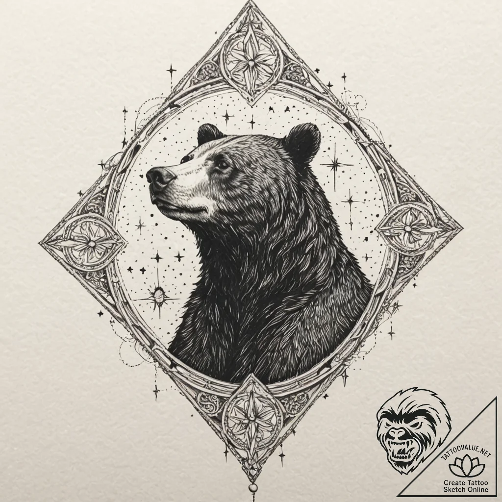 A bear made of constellations, artistic tatto... - tattoo sketch (№1751063746_0, 27.06.2025 22:35) — tattoovalue.net