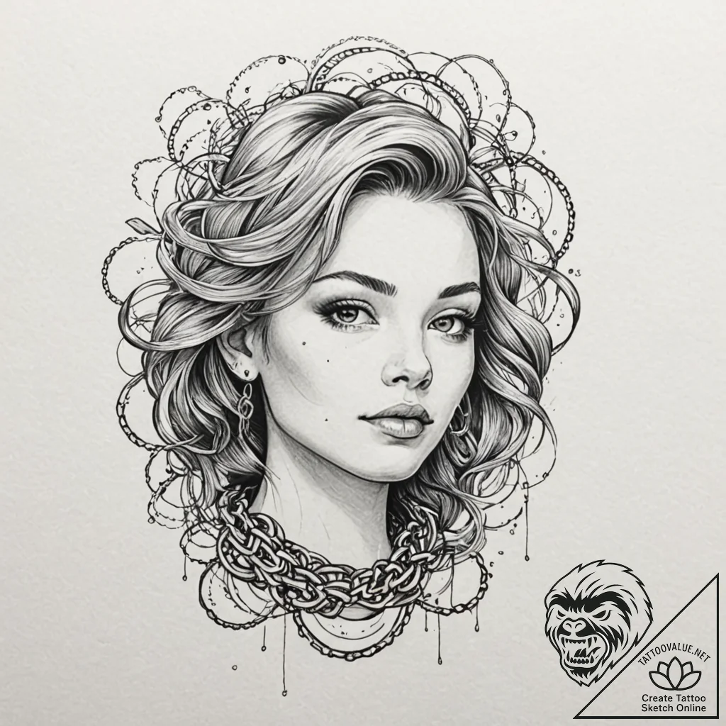 Chain, tattoo line art, masterpiece, best qua... - tattoo sketch (№1751064067_0, 27.06.2025 22:41) — tattoovalue.net