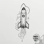 Rocket, concept art for tattoo, minimalist ta… – tattoo sketch (№1751064294_0, 27.06.2025 22:44) — tattoovalue.net
