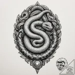 A telephone with its cord turning into a snak… – tattoo sketch (№1751064735_0, 27.06.2025 22:52) — tattoovalue.net