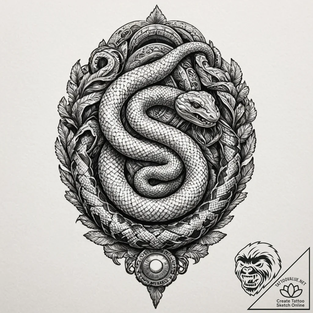 A telephone with its cord turning into a snak... - tattoo sketch (№1751064735_0, 27.06.2025 22:52) — tattoovalue.net