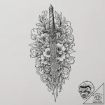 Dagger, ink illustration for tattoo, highly d… – tattoo sketch (№1751064843_0, 27.06.2025 22:54) — tattoovalue.net