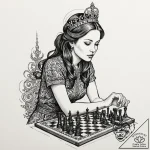 A neo-traditional tattoo of the queen’s gambi… – tattoo sketch (№1751064952_0, 27.06.2025 22:55) — tattoovalue.net