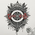 Trash polka art of the “long live the fighter… – tattoo sketch (№1751065181_0, 27.06.2025 22:59) — tattoovalue.net