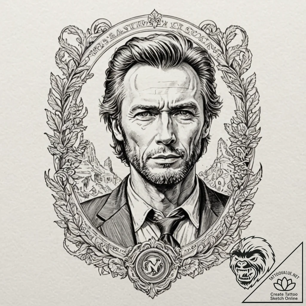 A graphic novel portrait of the man with no n... - tattoo sketch (№1751065392_0, 27.06.2025 23:03) — tattoovalue.net