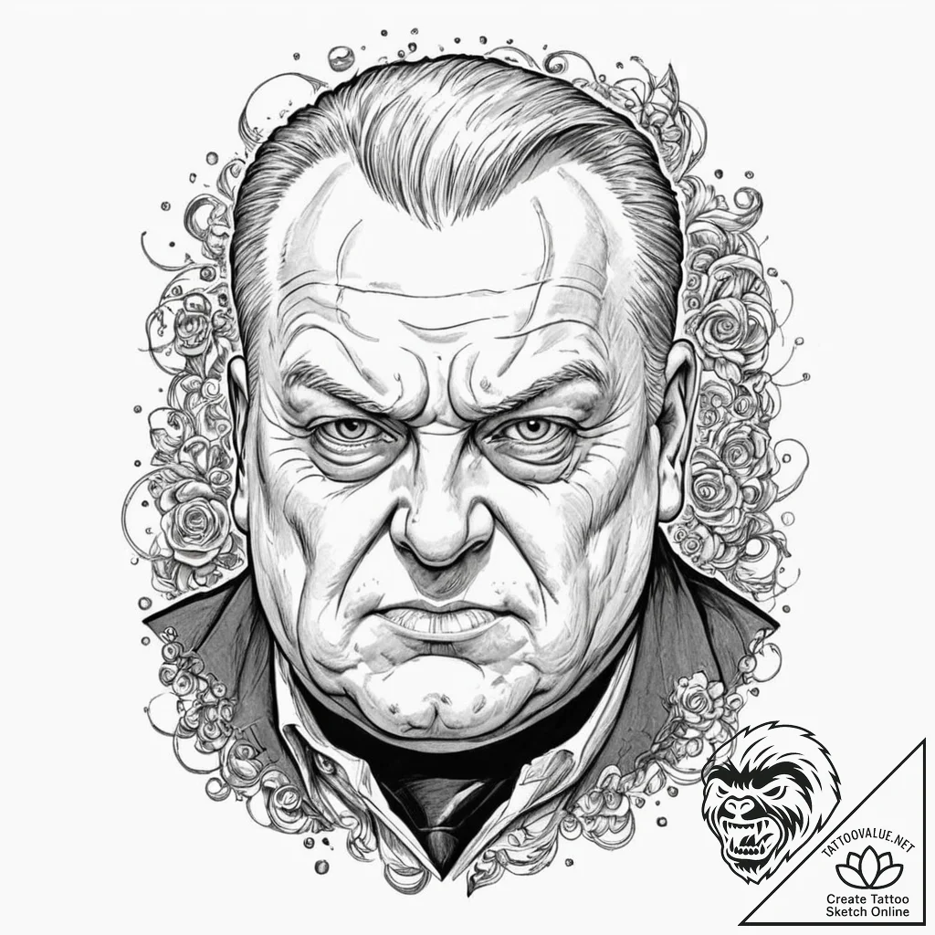 Graphic novel style portrait of baron harkonn... - tattoo sketch (№1751066571_0, 27.06.2025 23:22) — tattoovalue.net