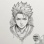 A graphic novel portrait of gojo satoru from… – tattoo sketch (№1751066675_0, 27.06.2025 23:24) — tattoovalue.net
