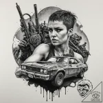 147. (mad max: fury road) a graphic sketch of… – tattoo sketch (№1751067075_0, 27.06.2025 23:31) — tattoovalue.net
