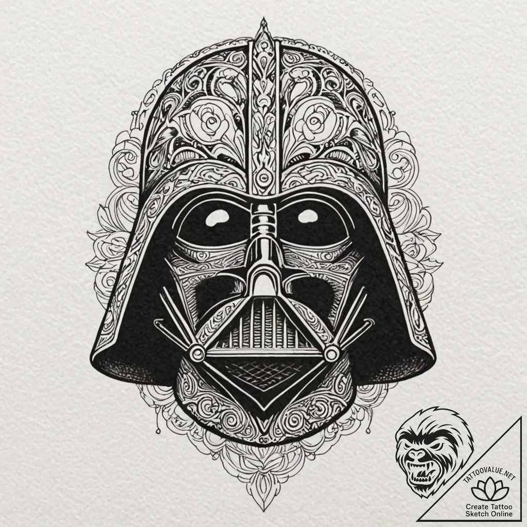Neo-traditional tattoo design of darth vader'... - tattoo sketch (№1751067526_0, 27.06.2025 23:38) — tattoovalue.net