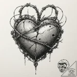 Barbed wire heart, tattoo line art, moderatel… – tattoo sketch (№1751068029_0, 27.06.2025 23:47) — tattoovalue.net