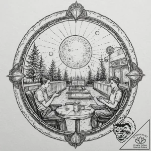 A sketch of the diner scene from moonlight,,… – tattoo sketch (№1751068582_0, 27.06.2025 23:56) — tattoovalue.net