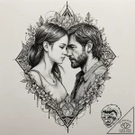 A watercolor sketch of ellie and joel from th… – tattoo sketch (№1751068879_0, 28.06.2025 00:01) — tattoovalue.net