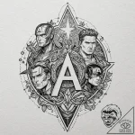The avengers (core team), ink illustration fo… – tattoo sketch (№1751069063_0, 28.06.2025 00:04) — tattoovalue.net