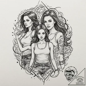 A sketch of the main female characters from d… – tattoo sketch (№1751069186_0, 28.06.2025 00:06) — tattoovalue.net