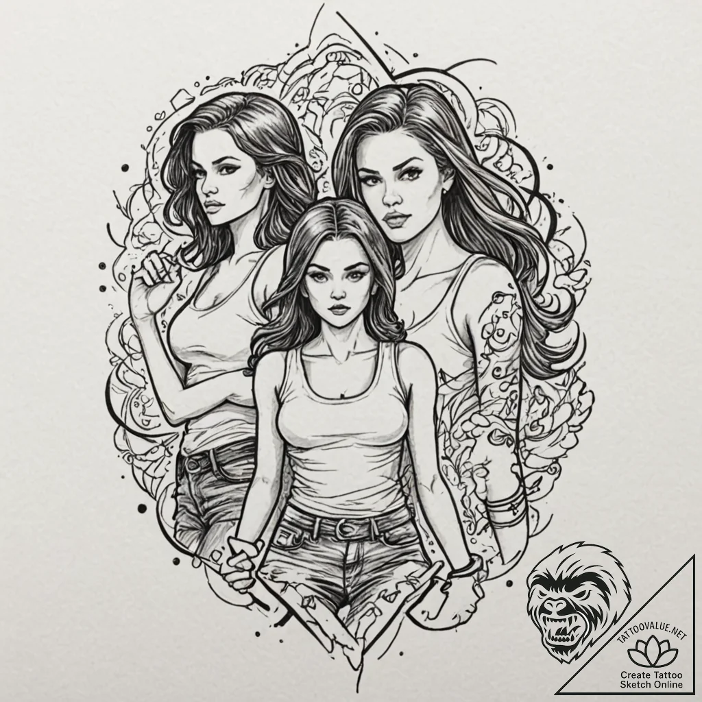 A sketch of the main female characters from d... - tattoo sketch (№1751069186_0, 28.06.2025 00:06) — tattoovalue.net