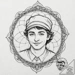 A sketch of dustin with his “thinking cap”, s… – tattoo sketch (№1751069306_0, 28.06.2025 00:08) — tattoovalue.net