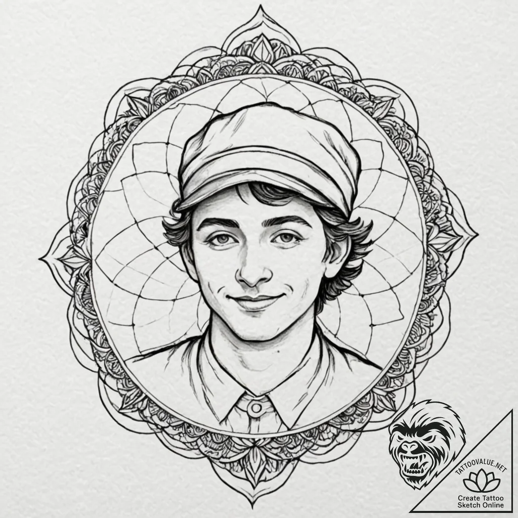 A sketch of dustin with his "thinking cap", s... - tattoo sketch (№1751069306_0, 28.06.2025 00:08) — tattoovalue.net