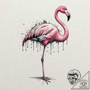 Flamingo, tattoo drawing outline, watercolor… – tattoo sketch (№1751070182_0, 28.06.2025 00:23) — tattoovalue.net