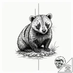 Badger, tattoo line art, detailed cross-hatch… – tattoo sketch (№1751070400_0, 28.06.2025 00:26) — tattoovalue.net