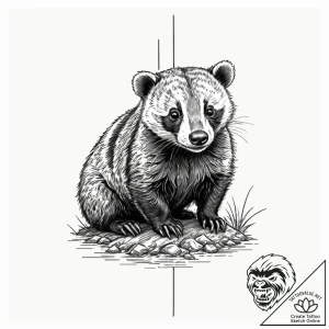 Badger, tattoo line art, detailed cross-hatch… – tattoo sketch (№1751070400_0, 28.06.2025 00:26) — tattoovalue.net
