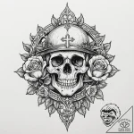 A neo-traditional tattoo of a burning church,… – tattoo sketch (№1751070509_0, 28.06.2025 00:28) — tattoovalue.net