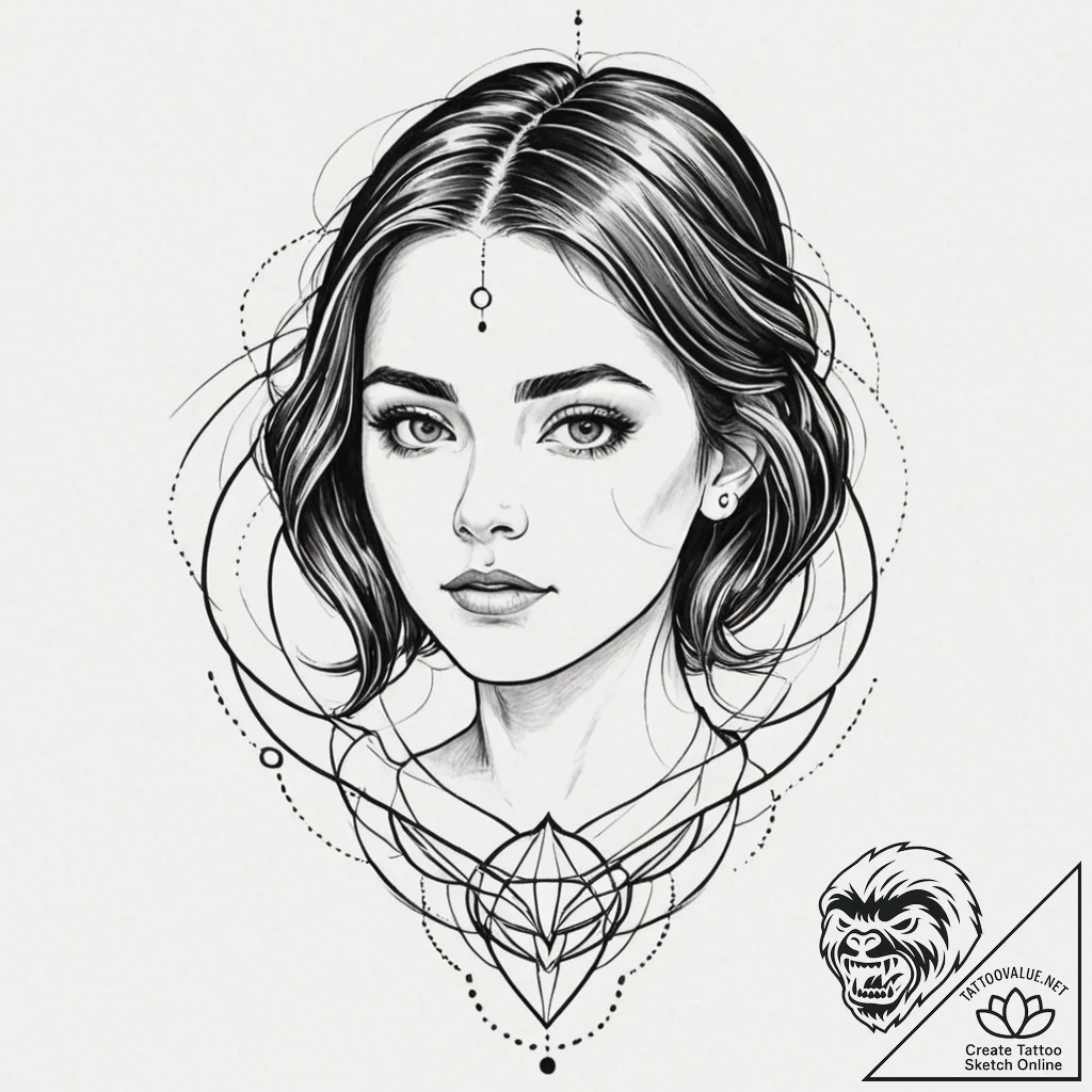 A neo-traditional portrait of one of the "chi... - tattoo sketch (№1751070828_0, 28.06.2025 00:33) — tattoovalue.net