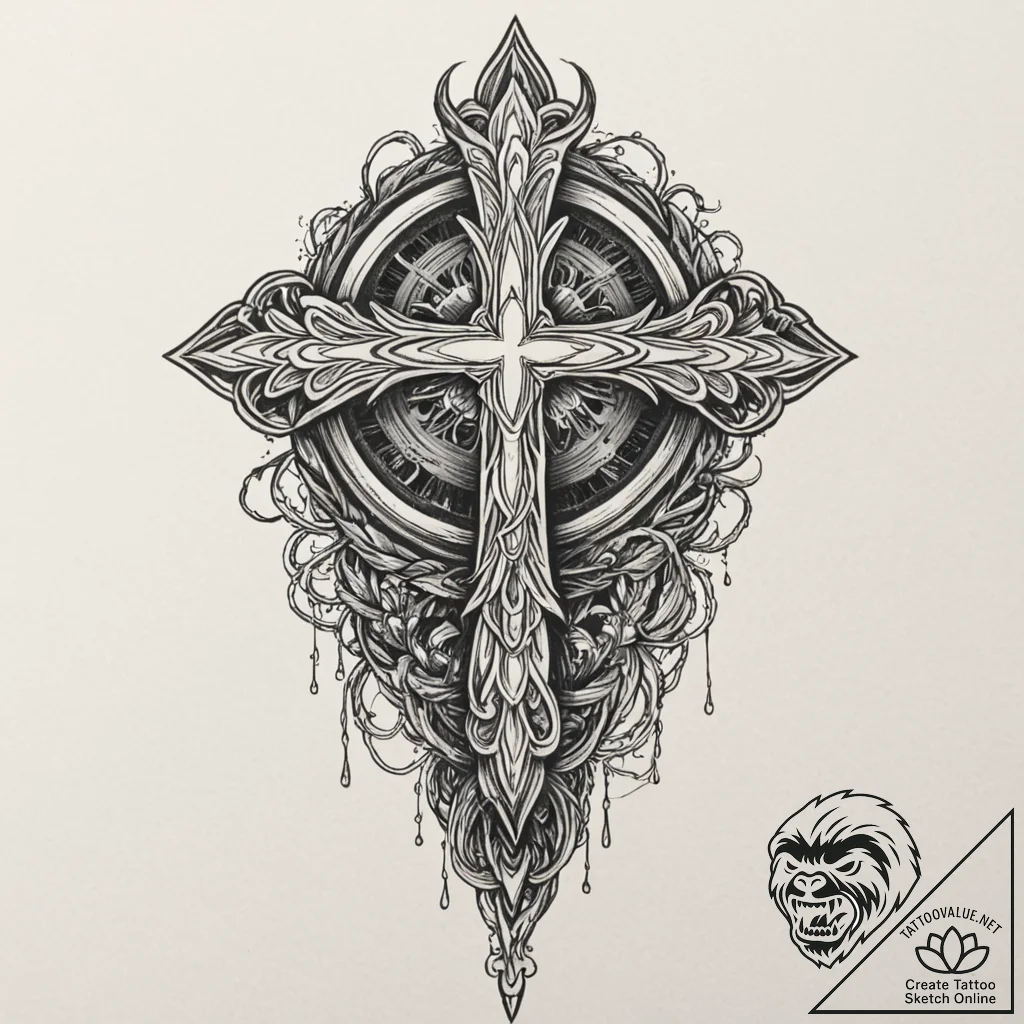 A linework tattoo of the brand of sacrifice f... - tattoo sketch (№1751071730_0, 28.06.2025 00:48) — tattoovalue.net