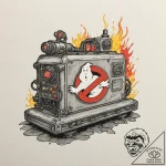 A ghostbusters ghost trap, tattoo line art, v… – tattoo sketch (№1751072030_0, 28.06.2025 00:53) — tattoovalue.net