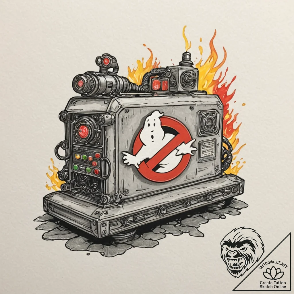 A ghostbusters ghost trap, tattoo line art, v... - tattoo sketch (№1751072030_0, 28.06.2025 00:53) — tattoovalue.net