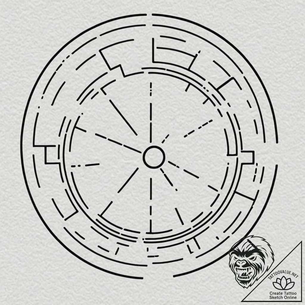 A sketch of the "time is a flat circle" symbo... - tattoo sketch (№1751072135_0, 28.06.2025 00:55) — tattoovalue.net