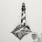 Lighthouse, concept art for tattoo, rough ske… – tattoo sketch (№1751072683_0, 28.06.2025 01:04) — tattoovalue.net