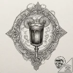 A linework tattoo of a white russian cocktail… – tattoo sketch (№1751072802_0, 28.06.2025 01:06) — tattoovalue.net